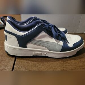 Puma Blue and White Retro-Inspired Sneakers